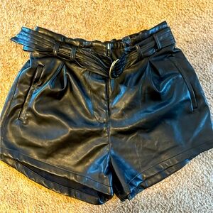 High rise leather shorts